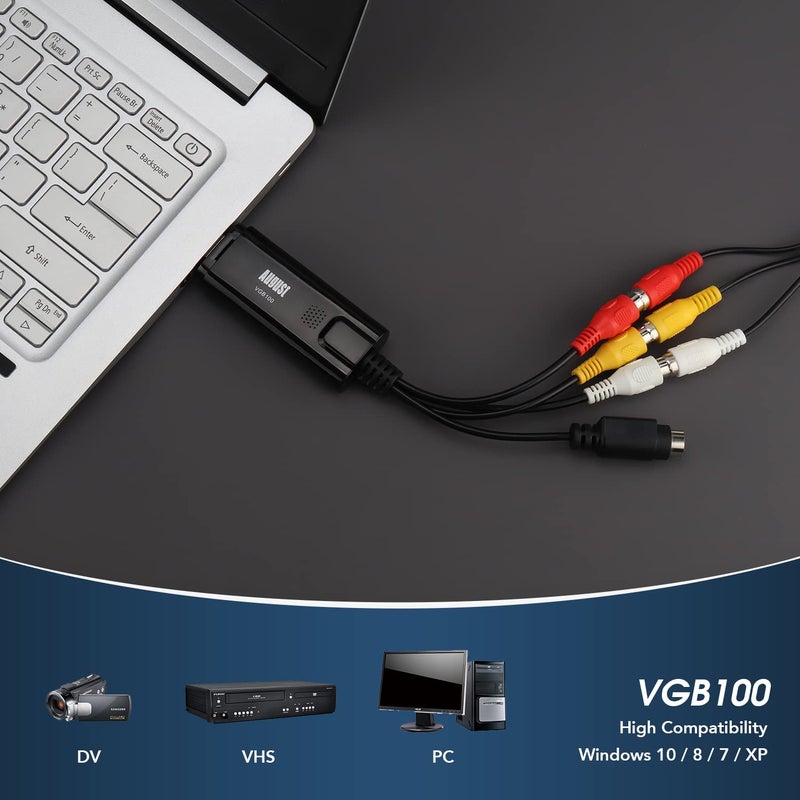 August VGB100 - External USB Video Capture Card - S Video/Composite to USB Transfer Cable - Grabber Lead for Windows 11/10 / 8/7 / Vista/XP - Image 5