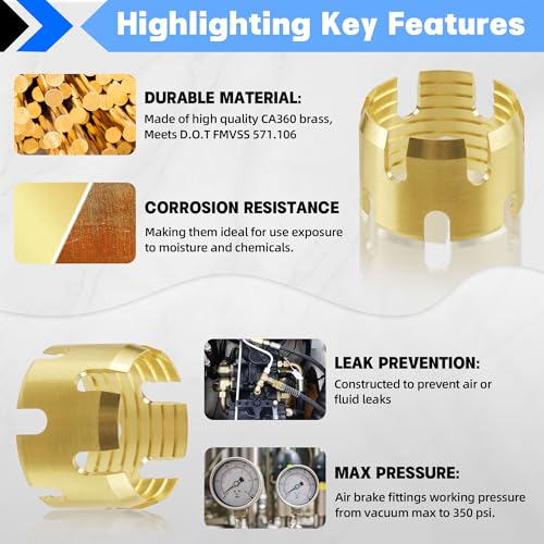 Dazakoot Brass DOT Air Brake Hose End Fitting Sleeve Tube Dazakoot Sleeve Tube for Hose End Connector 12 Air Brake Hose End Fitting Repair Tube Pack of 10 - Image 3