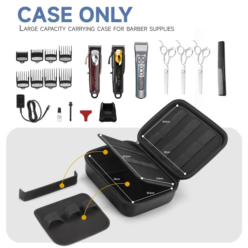 MOSLA Hard Barber Accessories Case for Hair Clippers, Mens Hair Cutting Barber Supplies Holder Organizer Storage Bag for Hair Cutting, Guard Grooming Kit (PU Black) - Image 2