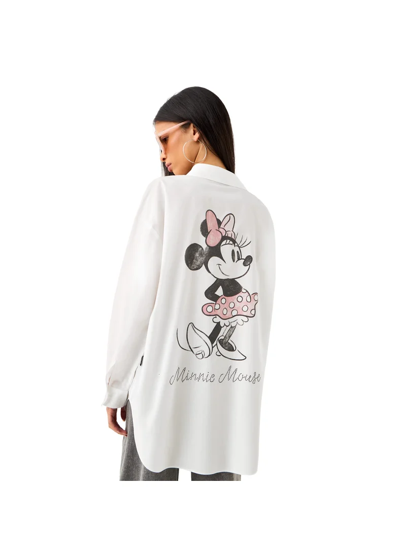 اس بي كاركترز Minnie Mouse Print Oversized Shirt