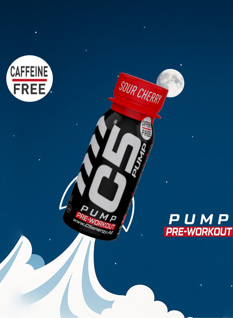 C5 PUMP Shot Pre-Workout Drink, Caffeine-Free, Sugar-Free, 80ml, With Beta-Alanine 3200mg, Citrulline 1500mg, B-Complex Vitamins (Pack of 12, Sour Cherry) - Image 4