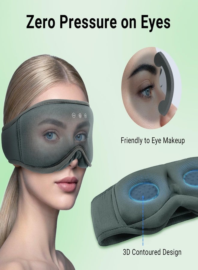 BeMyLady 3D Bamboo Cotton Sleep Mask with Bluetooth 5.4 Headphone, Music Wireless Bluetooth Blackout Eye Mask for Side Sleepers, Earphones HD Speaker Microphone for Travel, Gifts for Women Men, Grey - Image 3