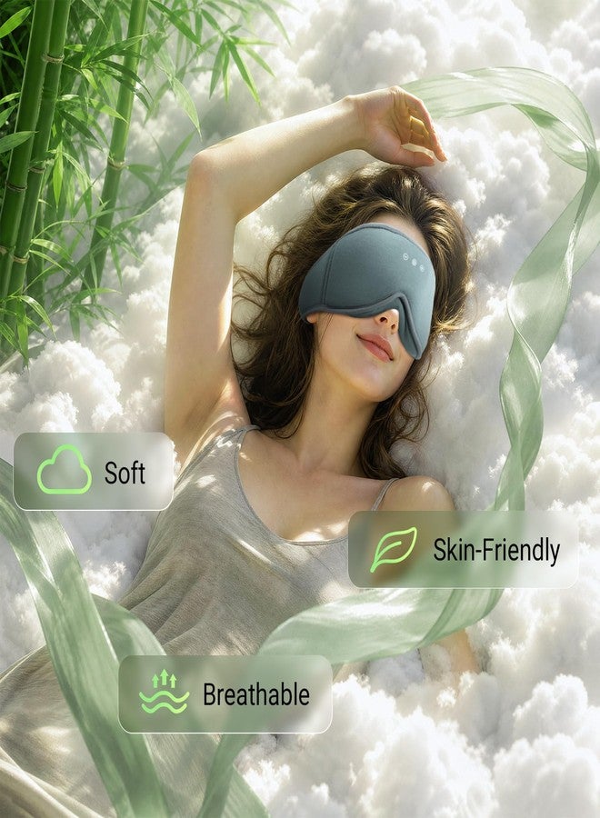 BeMyLady 3D Bamboo Cotton Sleep Mask with Bluetooth 5.4 Headphone, Music Wireless Bluetooth Blackout Eye Mask for Side Sleepers, Earphones HD Speaker Microphone for Travel, Gifts for Women Men, Grey - Image 2