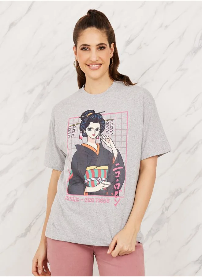 ستايلي Oversized Graphic Print Longline T-shirt