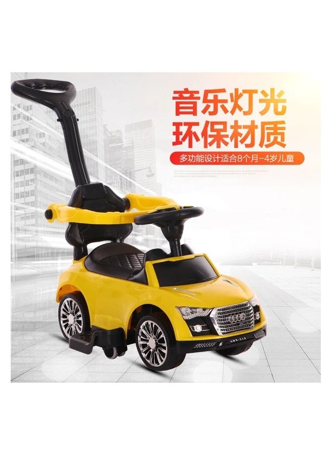 Generic - The Audi sled for children contains music and LED lighting and can be controlled 360 degrees for easy movement. Children's slide 3 in 1 for indoor and outdoor use (yellow) - Image 1