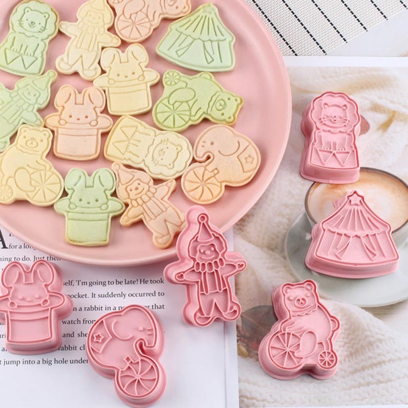 6 Pcs 3D Circus Plastic Cookie Cutters For Baking Holiday Biscuits Fondant Embossing Molds - Image 3