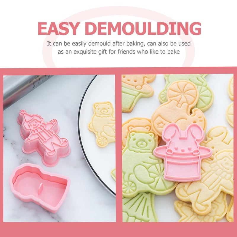6 Pcs 3D Circus Plastic Cookie Cutters For Baking Holiday Biscuits Fondant Embossing Molds - Image 4