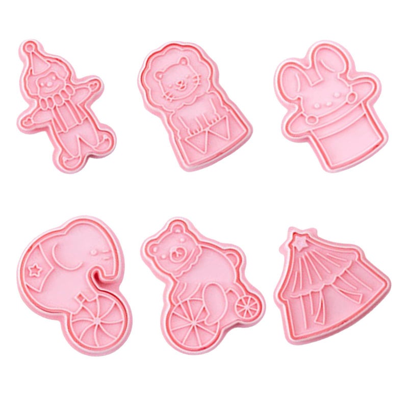 6 Pcs 3D Circus Plastic Cookie Cutters For Baking Holiday Biscuits Fondant Embossing Molds - Image 2