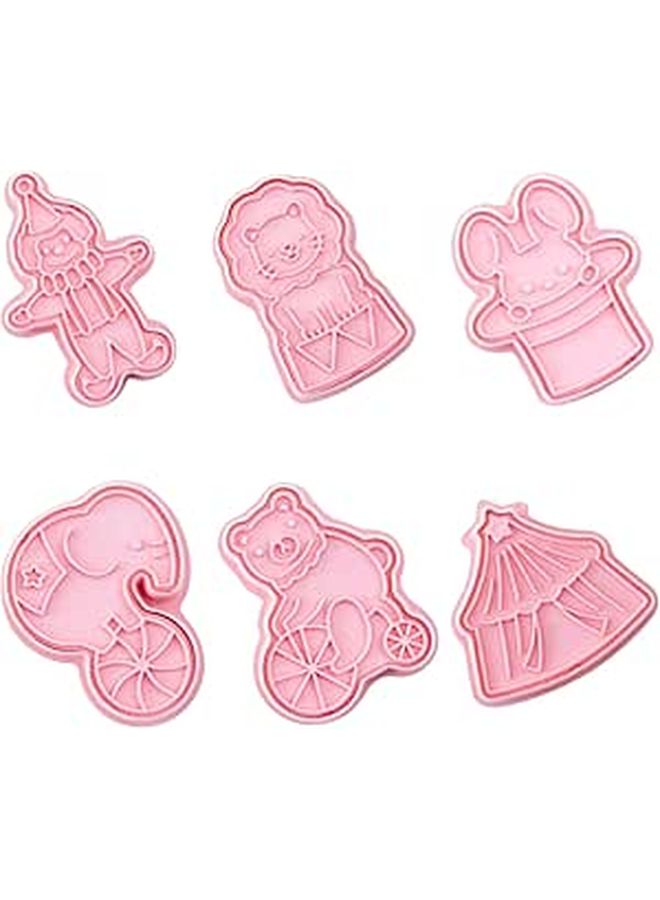 6 Pcs 3D Circus Plastic Cookie Cutters For Baking Holiday Biscuits Fondant Embossing Molds - Image 1
