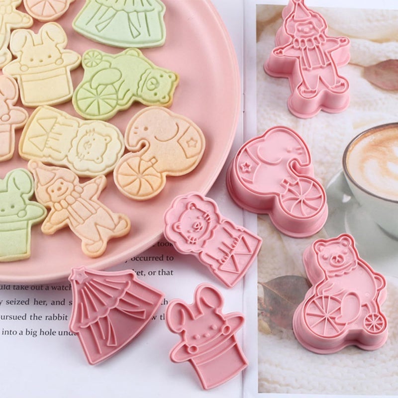 6 Pcs 3D Circus Plastic Cookie Cutters For Baking Holiday Biscuits Fondant Embossing Molds - Image 5