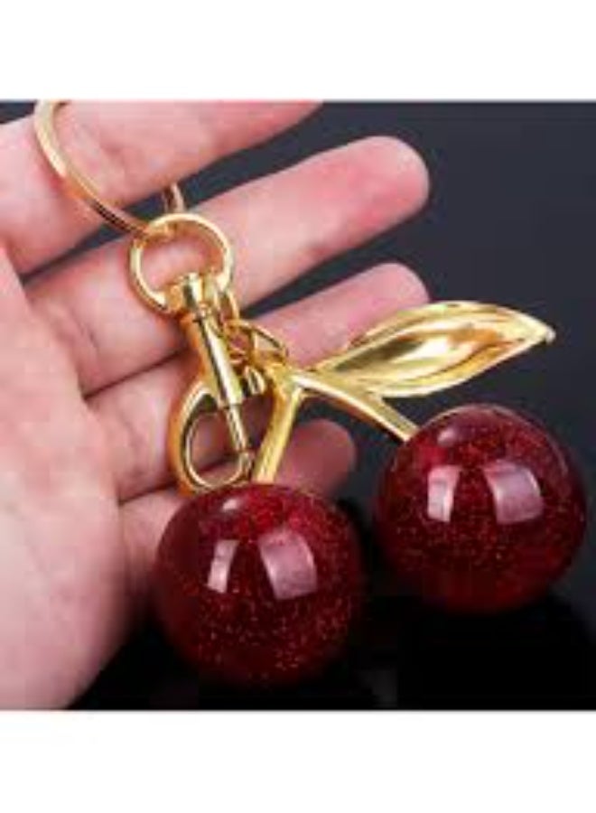 Keyring, keychain, and handbag charm with a cherry design - Image 2