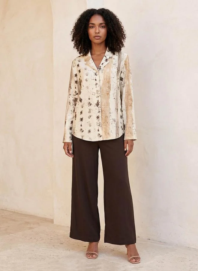 Iconic BEIGE Iconic Regular Fit Notch Lapel Shirt for Women | Best Price UAE