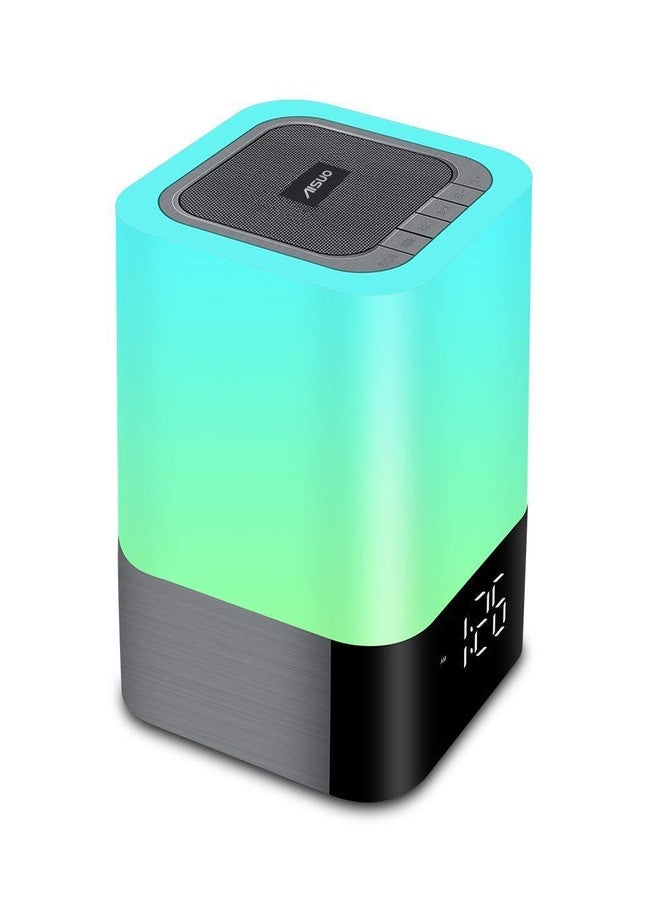 Aisuo Night Light-5 in 1 Bedside Lamp with Bluetooth Speaker, 12/24H Digital Calendar Alarm Clock, Touch Control, Support TF and SD Card, Music Player, Gift for Girls Boys Teens,Warm White - Image 1