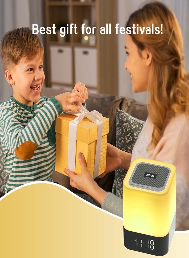 Aisuo Night Light-5 in 1 Bedside Lamp with Bluetooth Speaker, 12/24H Digital Calendar Alarm Clock, Touch Control, Support TF and SD Card, Music Player, Gift for Girls Boys Teens,Warm White - Image 5