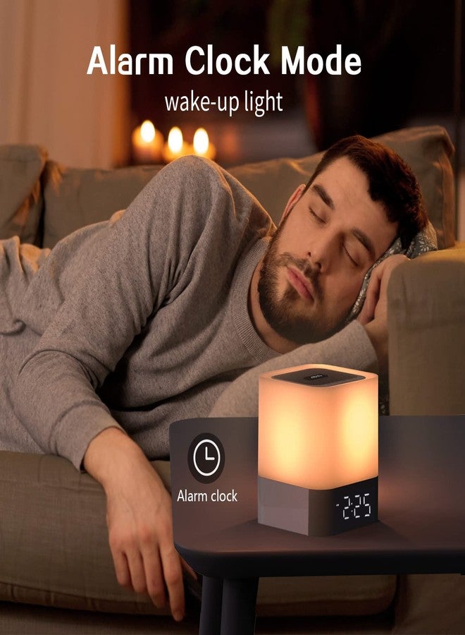 Aisuo Night Light-5 in 1 Bedside Lamp with Bluetooth Speaker, 12/24H Digital Calendar Alarm Clock, Touch Control, Support TF and SD Card, Music Player, Gift for Girls Boys Teens,Warm White - Image 4