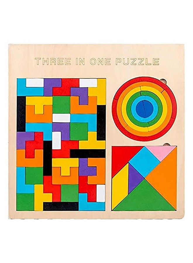 Tarev Wooden Blocks Puzzles, 3-in-1 Russian Blocks, Octagon Puzzle, Tangrams Puzzles, Brain Teasers Toy Logic Game, Montessori STEM Educational Toys Present for Kids and Adults - Image 1