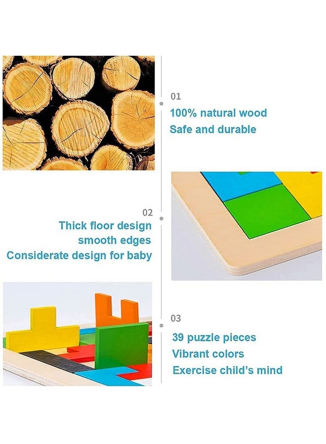 Tarev Wooden Blocks Puzzles, 3-in-1 Russian Blocks, Octagon Puzzle, Tangrams Puzzles, Brain Teasers Toy Logic Game, Montessori STEM Educational Toys Present for Kids and Adults - Image 2
