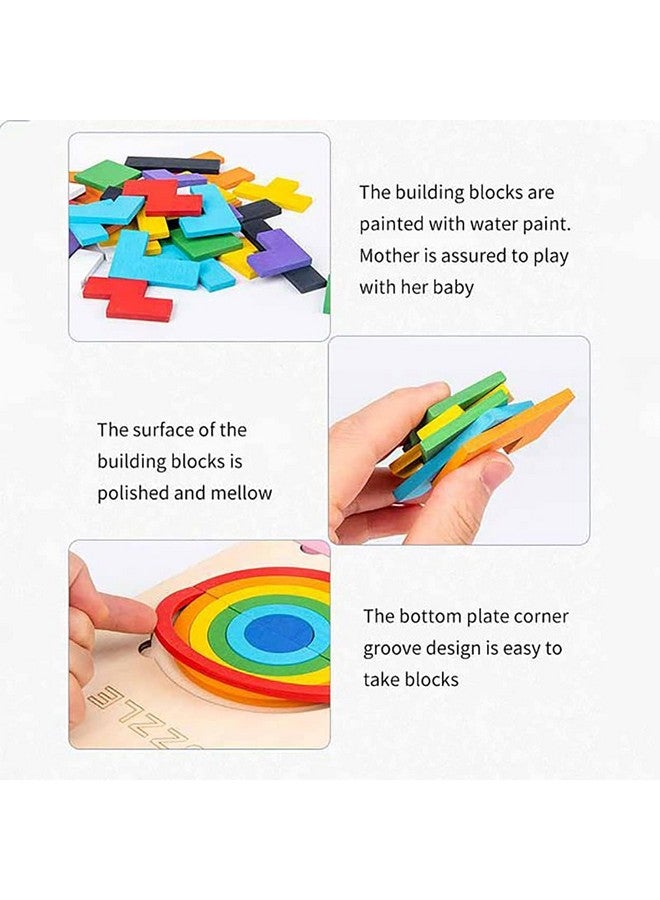 Tarev Wooden Blocks Puzzles, 3-in-1 Russian Blocks, Octagon Puzzle, Tangrams Puzzles, Brain Teasers Toy Logic Game, Montessori STEM Educational Toys Present for Kids and Adults - Image 4