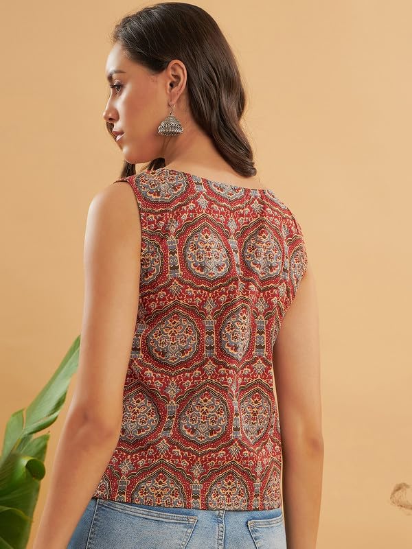 InWeave Maroon MUGHAL Kalamkari W/U TOP - Image 3