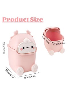 Y&D SYOSI Plastic Flip Trash can Animal Shape Cans, Creative Cute Desktop with lid for Bedroom Bathroom Living Room Office (Pink)  - Image 2