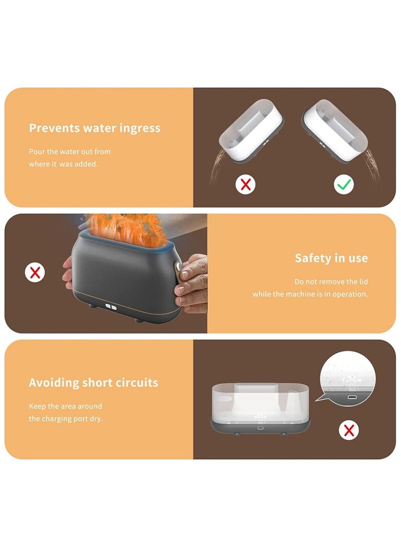 عام موزع الزيوت هذا يعمل بتقنية البخار البارد ويمثل مصباح اللهب المحاكاة بفعالية. يستخدم للعلاج بالروائح والترطيب، سعة 180 مليلتر، مع حماية ضد التشغيل بدون ماء. - Image 3