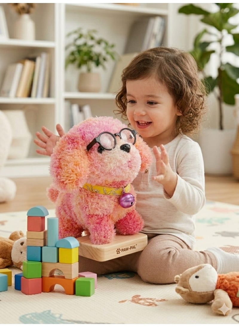 لعبة كلب فرو للأطفال بنظارة وجرس – دمية جرو محشوة لطيفة - Image 2