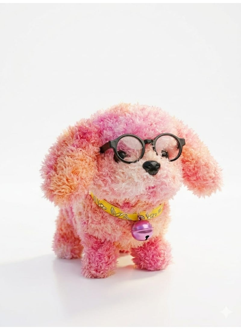 لعبة كلب فرو للأطفال بنظارة وجرس – دمية جرو محشوة لطيفة - Image 3