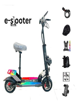 Sky W5 Electric Scooter – Big Fast Motor, 48V 13Ah Battery, Max 30-35 Km Range, Rgb Lights Board, Bluetooth Connectivity With Free Helmet, Safety Belt, Lock, Mobile Holder, Toolkit And Pump - pzsku/Z700C73FAAAE3EFB185BFZ/45/_/1729106705/528125d2-8dd9-48f9-a341-924b5c39c7cb