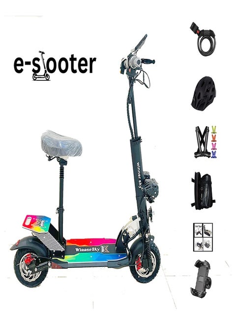 Sky W5 Electric Scooter – Big Fast Motor, 48V 13Ah Battery, Max 30-35 Km Range, Rgb Lights Board, Bluetooth Connectivity With Free Helmet, Safety Belt, Lock, Mobile Holder, Toolkit And Pump