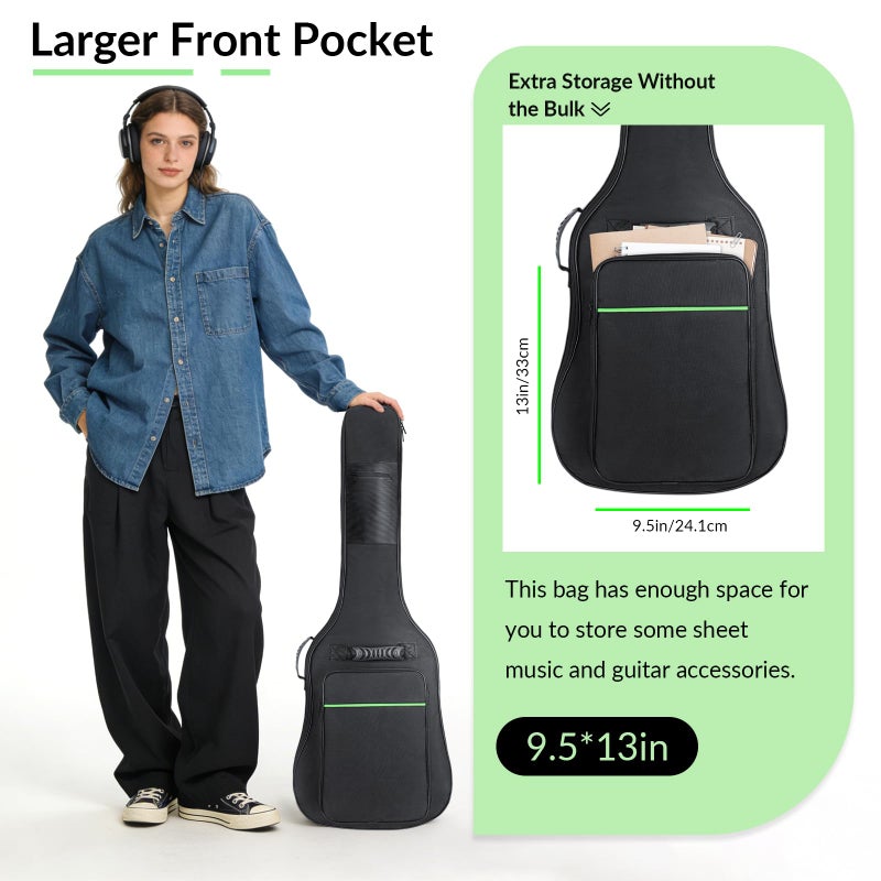 Muscab 39 Inch Electric Guitar Bag 7mm Padding Waterproof Electric Guitar Case, Electric Guitar Gig Bag Backpack with Neck Strap and Pockets, Black - Image 2
