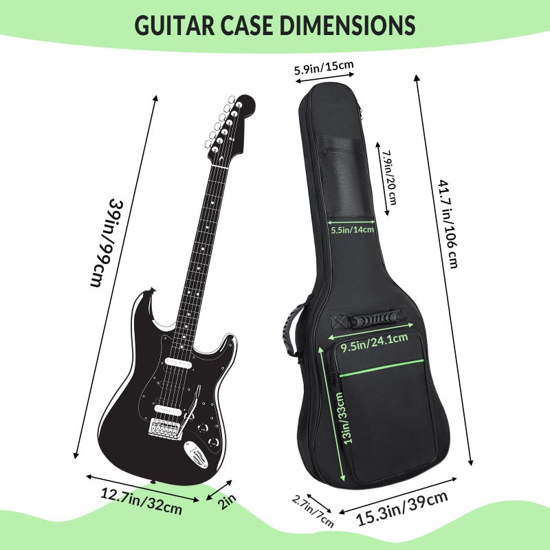 Muscab 39 Inch Electric Guitar Bag 7mm Padding Waterproof Electric Guitar Case, Electric Guitar Gig Bag Backpack with Neck Strap and Pockets, Black - Image 4