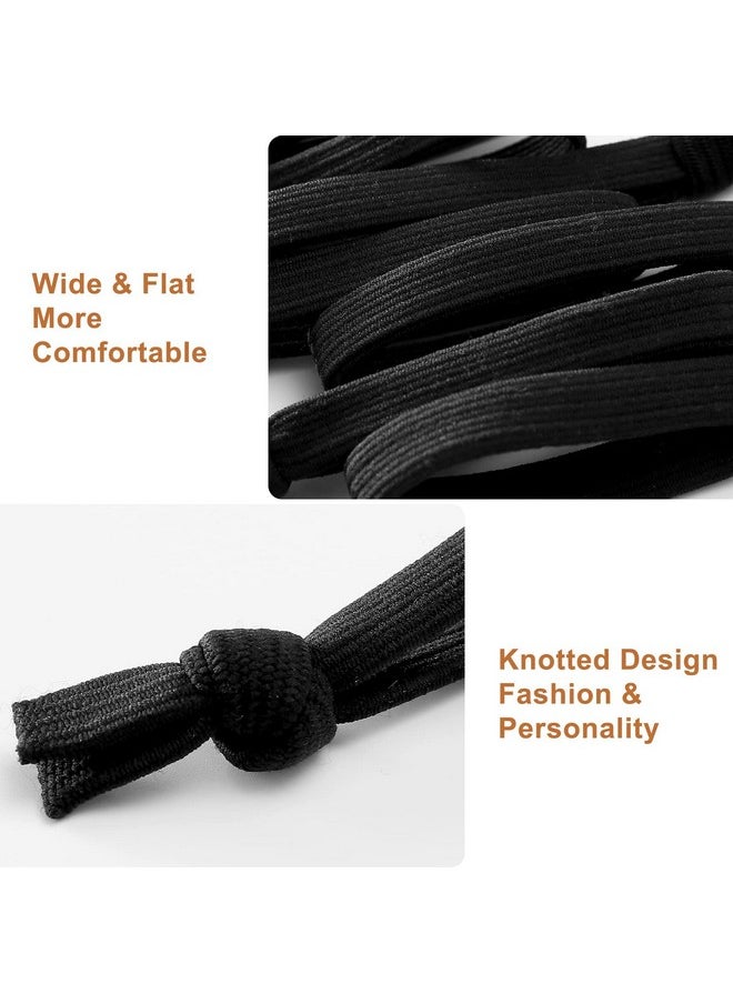 SYGY - Hair Ties For Men 12Pcs Black Hair Ties Knotted Hair Bands Mens Hair Ties For Long Curly Thick Hair Elastic Flat Man Bun Hair Tie No Damage Ponytail Holders Strong Holder Hair Ties For Guys - Image 1
