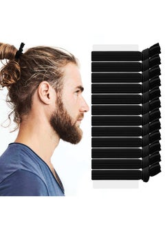 Hair Ties For Men 12Pcs Black Hair Ties Knotted Hair Bands Mens Hair Ties For Long Curly Thick Hair Elastic Flat Man Bun Hair Tie No Damage Ponytail Holders Strong Holder Hair Ties For Guys
