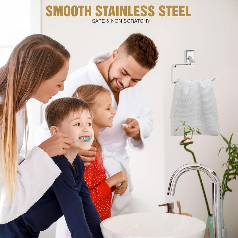 GLOXY GLOXY Stainless Steel Napkin Holder Stand for Washbasin Towel Hanger Ring Bathroom Accessories SS304  - Image 4