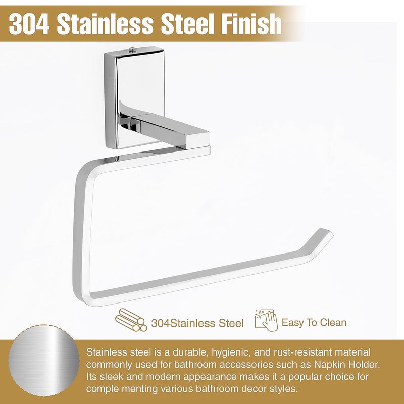 GLOXY GLOXY Stainless Steel Napkin Holder Stand for Washbasin Towel Hanger Ring Bathroom Accessories SS304  - Image 5