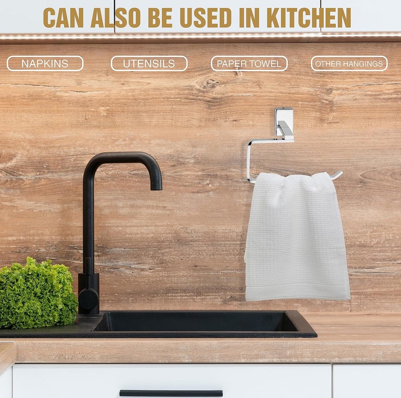 GLOXY GLOXY Stainless Steel Napkin Holder Stand for Washbasin Towel Hanger Ring Bathroom Accessories SS304  - Image 3