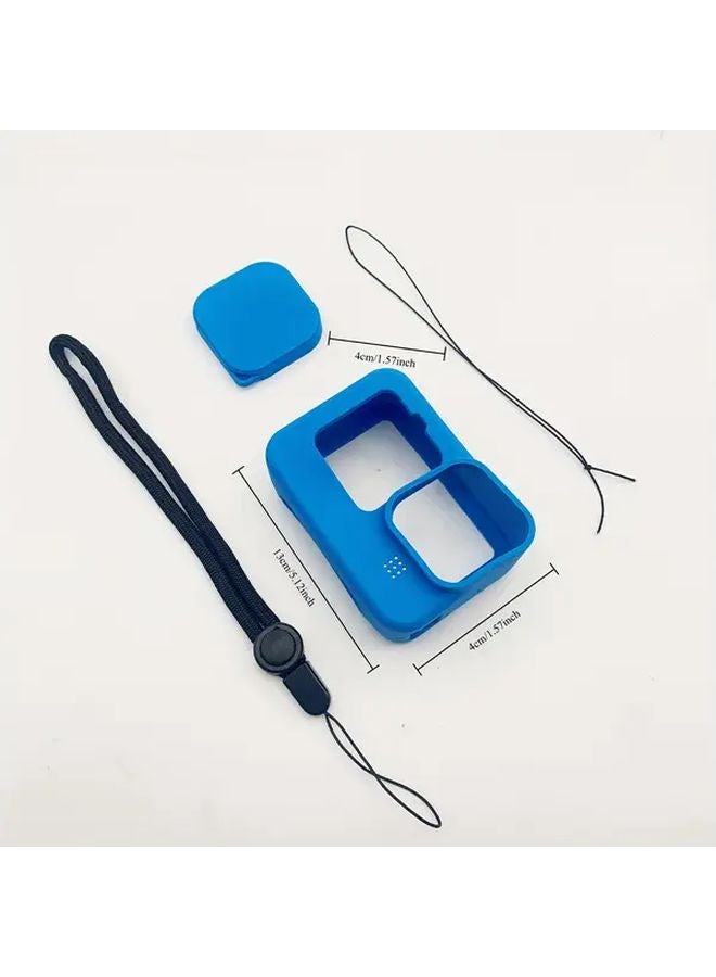 غطاء سيليكون أزرق واقٍ لكاميرا جوبرو هيرو 12 و11 و10 و9 مع غطاء بطارية وأغطية عدسة وحبل تعليق - Image 3