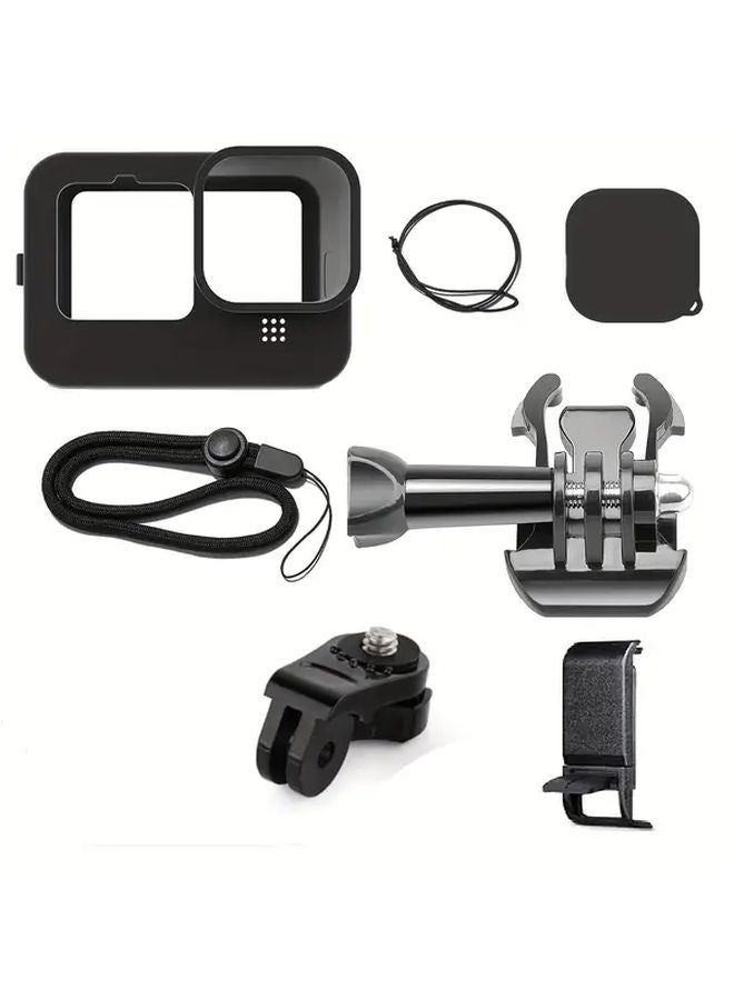 غطاء سيليكون أزرق واقٍ لكاميرا جوبرو هيرو 12 و11 و10 و9 مع غطاء بطارية وأغطية عدسة وحبل تعليق - Image 4