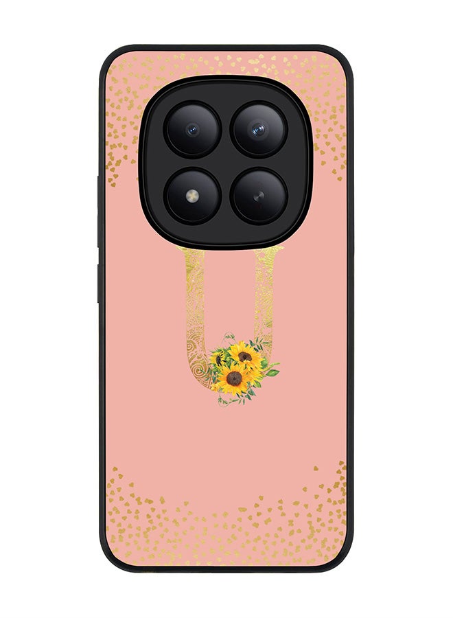 Stylizedd For Xiaomi Redmi Note 15 Pro+ / Poco M8 Pro Case,Slim fit Camera Protection, Shockproof Thin Phone cover  - Custom Floral Monogram - U  (Rose Pink ) - Image 1