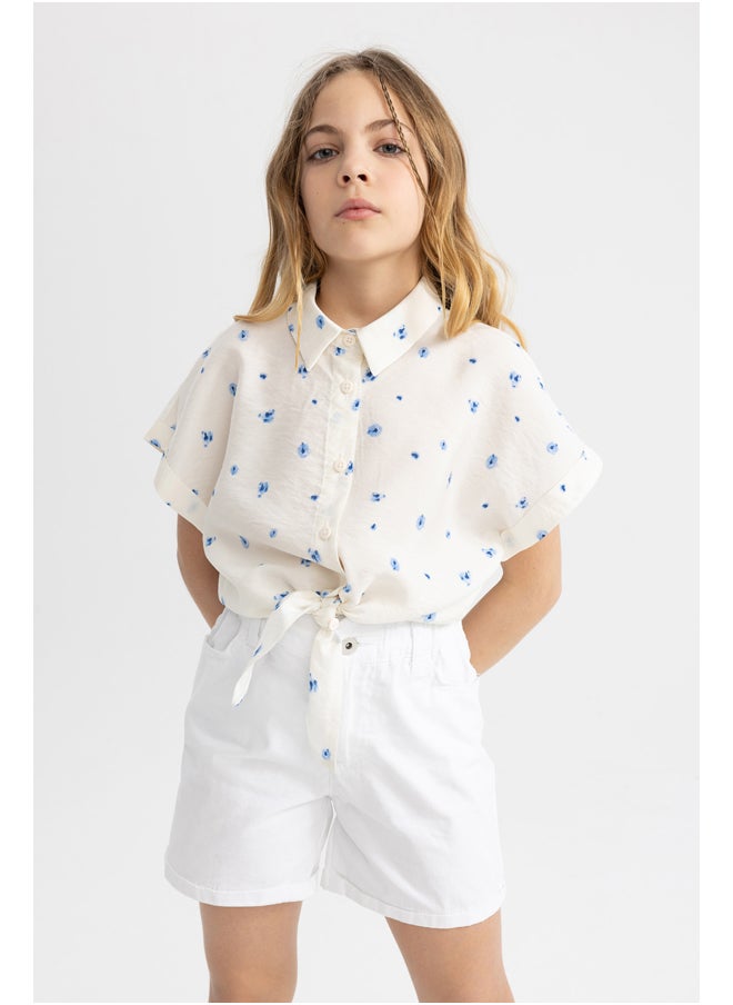 DeFacto - Girl Cropped Fit Woven Short Sleeve Shirt - Image 1