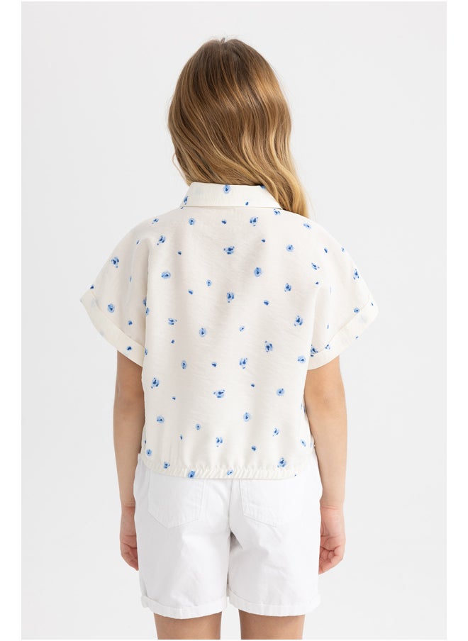 DeFacto - Girl Cropped Fit Woven Short Sleeve Shirt - Image 1