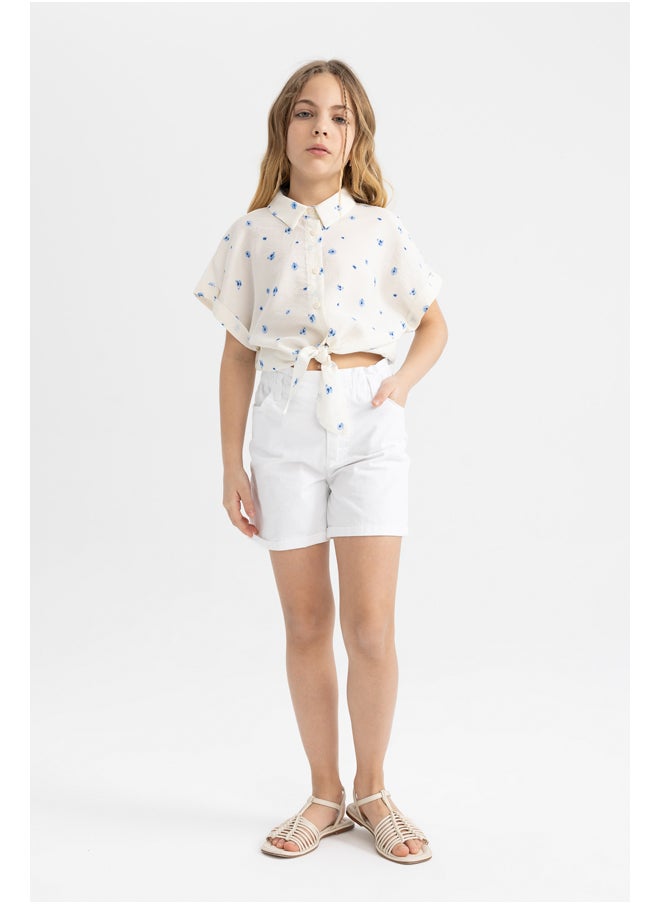 DeFacto - Girl Cropped Fit Woven Short Sleeve Shirt - Image 1