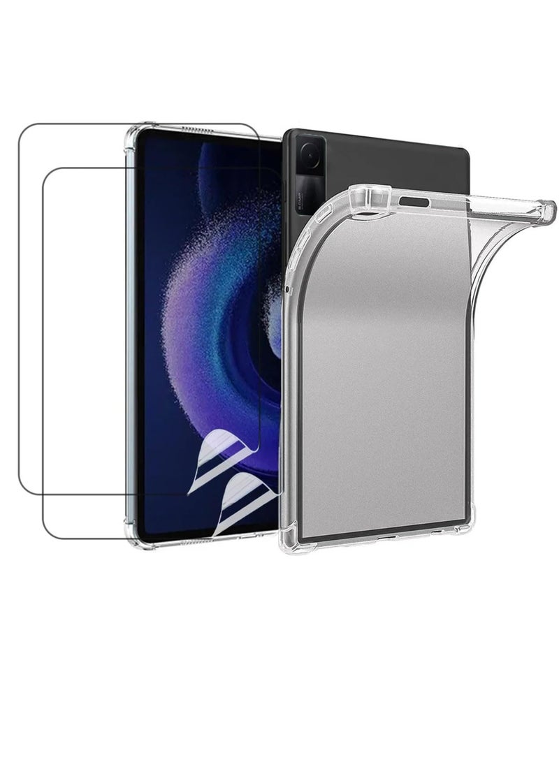 erorex 1 Plus 2 Pack Compatible With Redmi Pad Se 11 Inch Case And Screen Protector 2023 11 Inch Transparent Tpu Protective Cover Soft Premium Pet Protective Film Clear  - Image 1