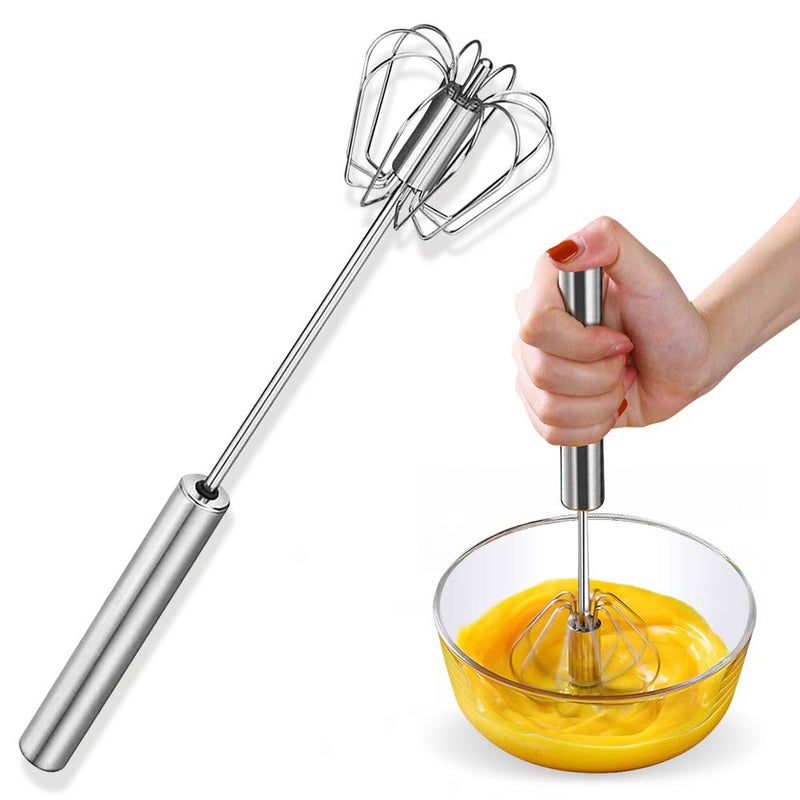 CYX Stainless Steel Eggbeateregg scramblerhand mixer Rotating SemiAutomatic Eggbeater Allows you to stir Easily Without Feeling Tired Used for Making Cream of Egg Beater 