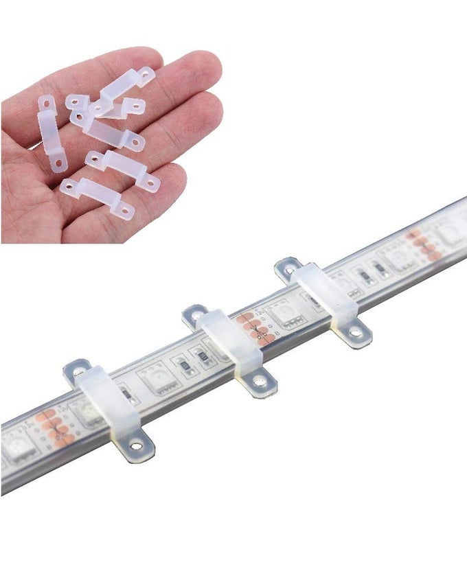 100 PACK LED STRIP LIGHT MOUNTING BRACKETS LED STRIP LIGHT HOLDER WITH 200 SCREWS INCLUDED IDEAL FOR 10MM041IN WIDE IP6768 WATERPROOF STRIP LIGHTS