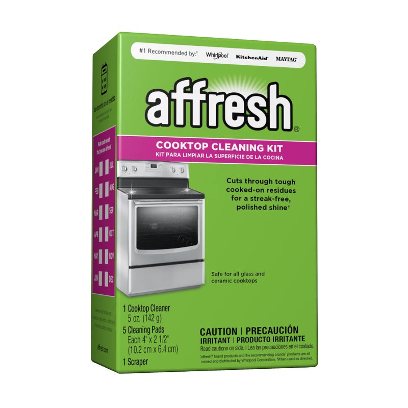 Affresh Cooktop Cleaning Kit, Safe for Glass & Ceramic Cooktops, Includes 5 oz Cleaner, 5 Pads, 1 Scraper - Image 1