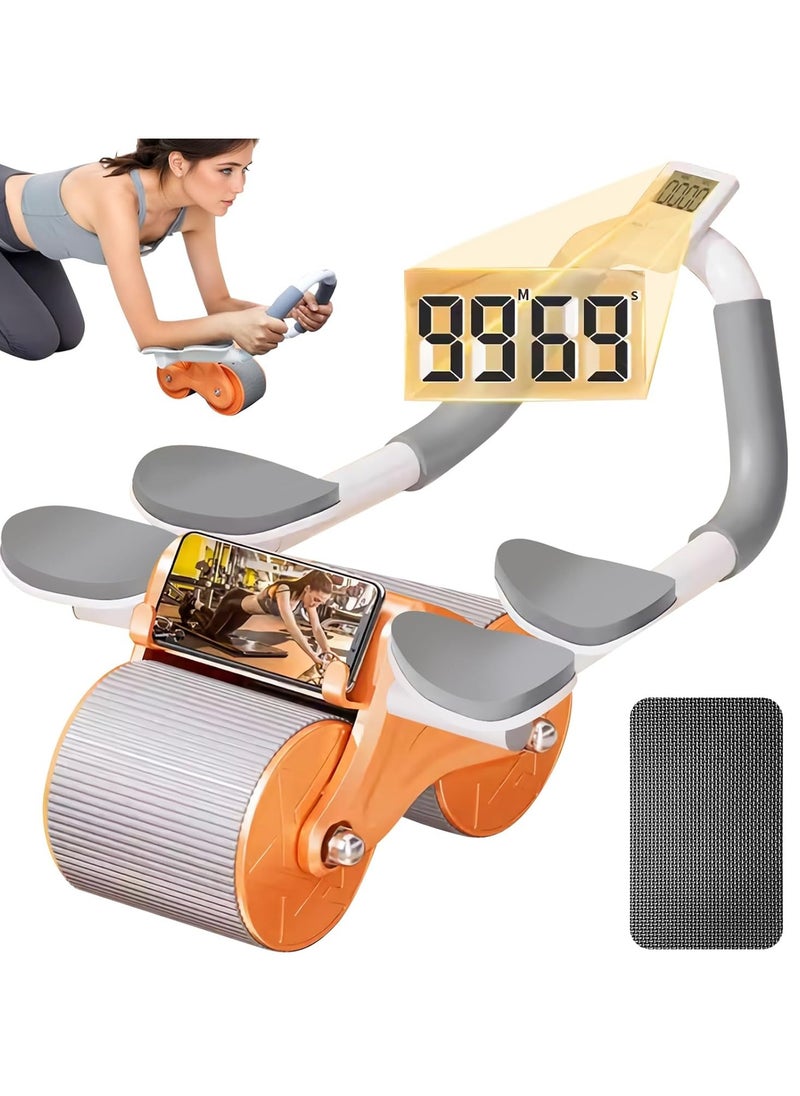 Generic AB Roller Automatic Rebound 2 In 1 Healthy Abdominal Wheel Abs Workout Roller | Double Wheel Full Body Exercise Roller with Foam Handles-Multicolor  - Image 1