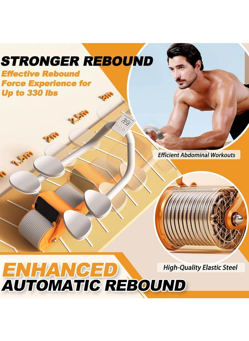 Generic AB Roller Automatic Rebound 2 In 1 Healthy Abdominal Wheel Abs Workout Roller | Double Wheel Full Body Exercise Roller with Foam Handles-Multicolor  - Image 3