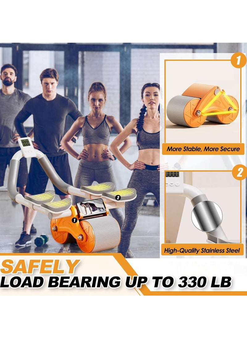 Generic AB Roller Automatic Rebound 2 In 1 Healthy Abdominal Wheel Abs Workout Roller | Double Wheel Full Body Exercise Roller with Foam Handles-Multicolor  - Image 4