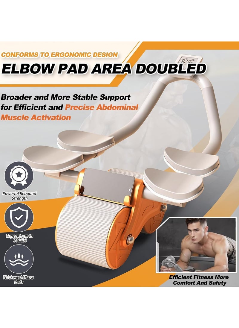 AB Roller Automatic Rebound 2 In 1 Healthy Abdominal Wheel Abs Workout Roller | Double Wheel Full Body Exercise Roller with Foam Handles-Multicolor